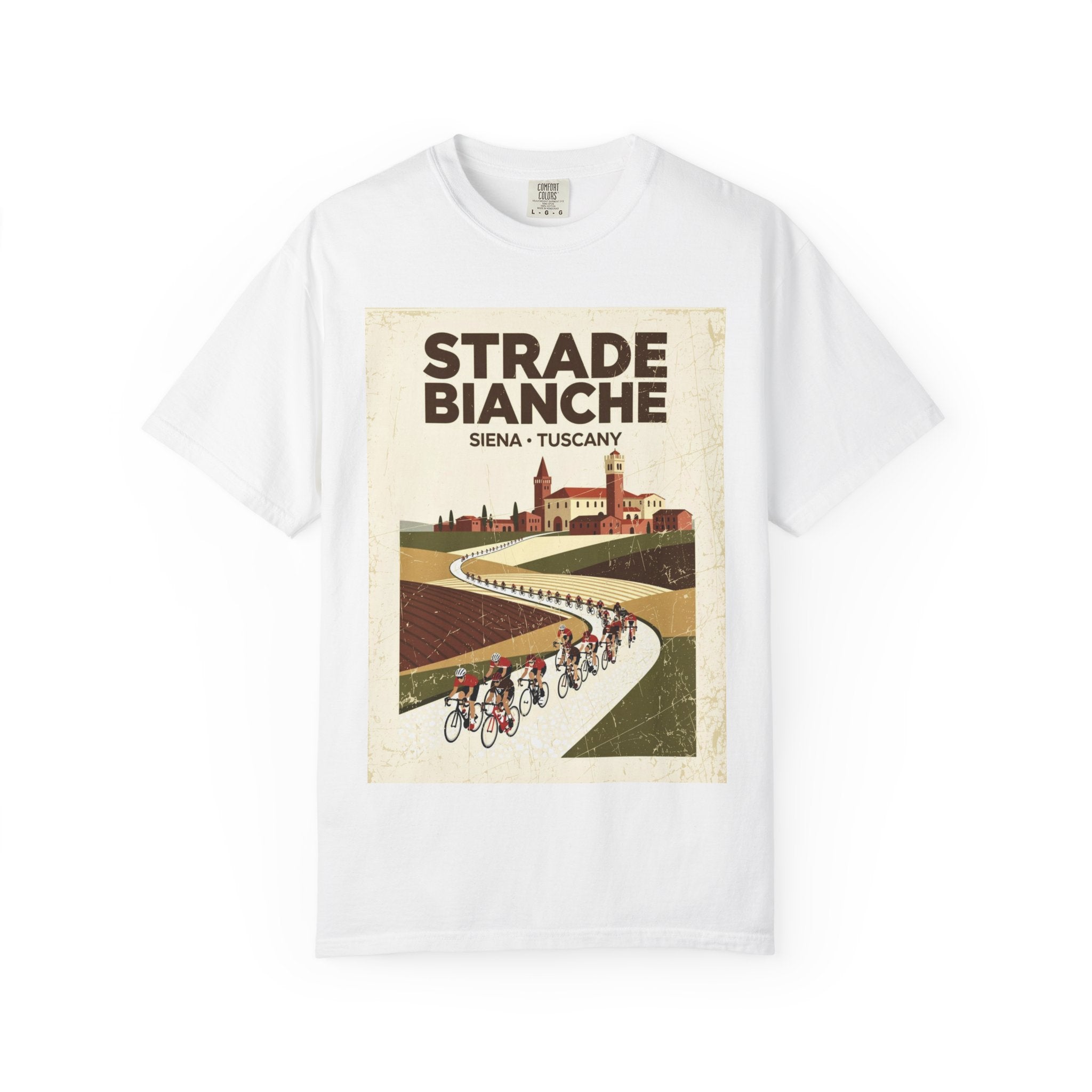Strade Bianche Siena Tuscany Cycling T-Shirt — Bauhaus Monuments Race Graphic