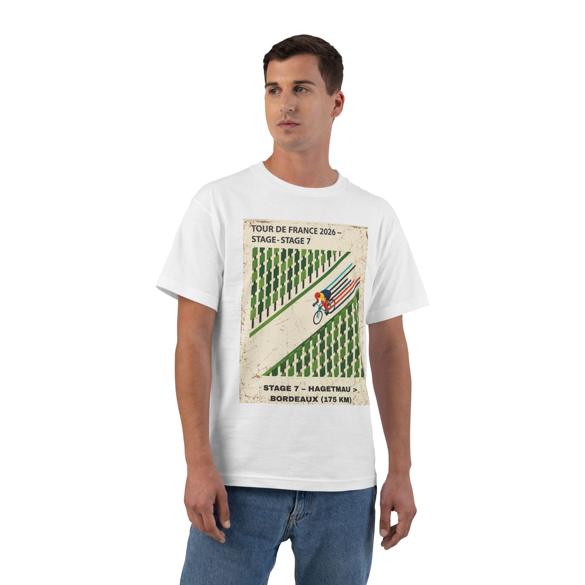 Tour de France 2026 Stage 7 Hagetmau > Bordeaux T-Shirt | Cycling Bauhaus Minimalist