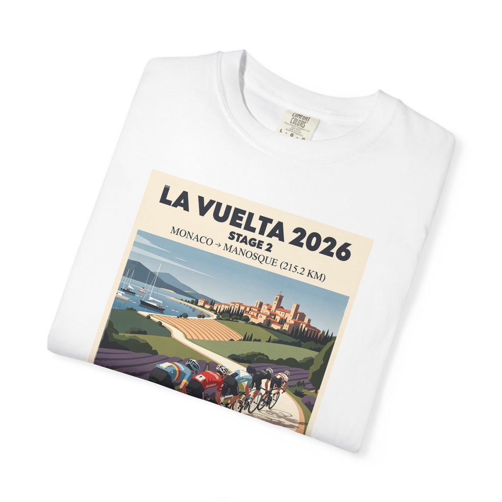 2026 Vuelta a España Stage 2 Cycling T-Shirt | Monaco to Manosque 215.2km | Graphic Tee