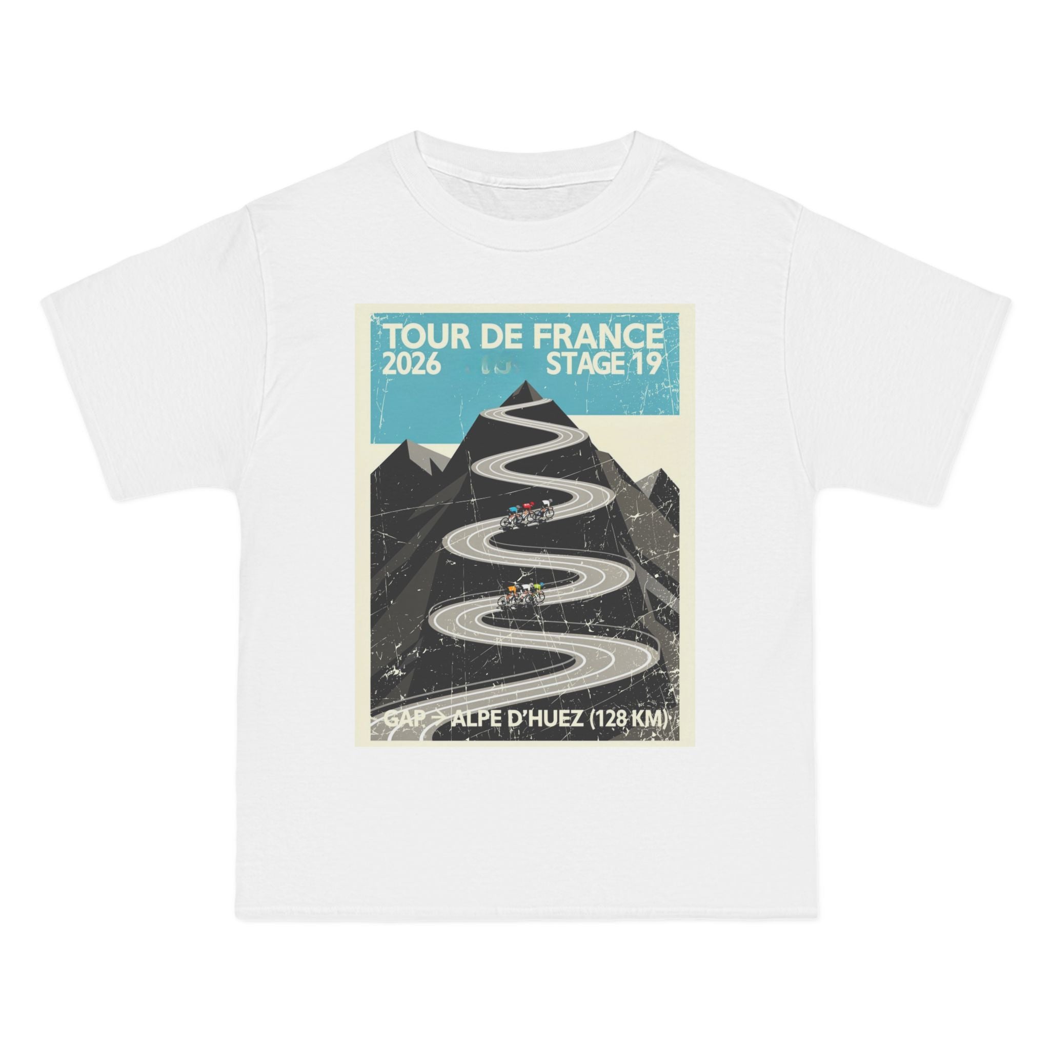 Tour de France 2026 Stage 19 Gap > Alpe d'Huez T-Shirt | Hairpin Geometry, Bold Sans-Serif