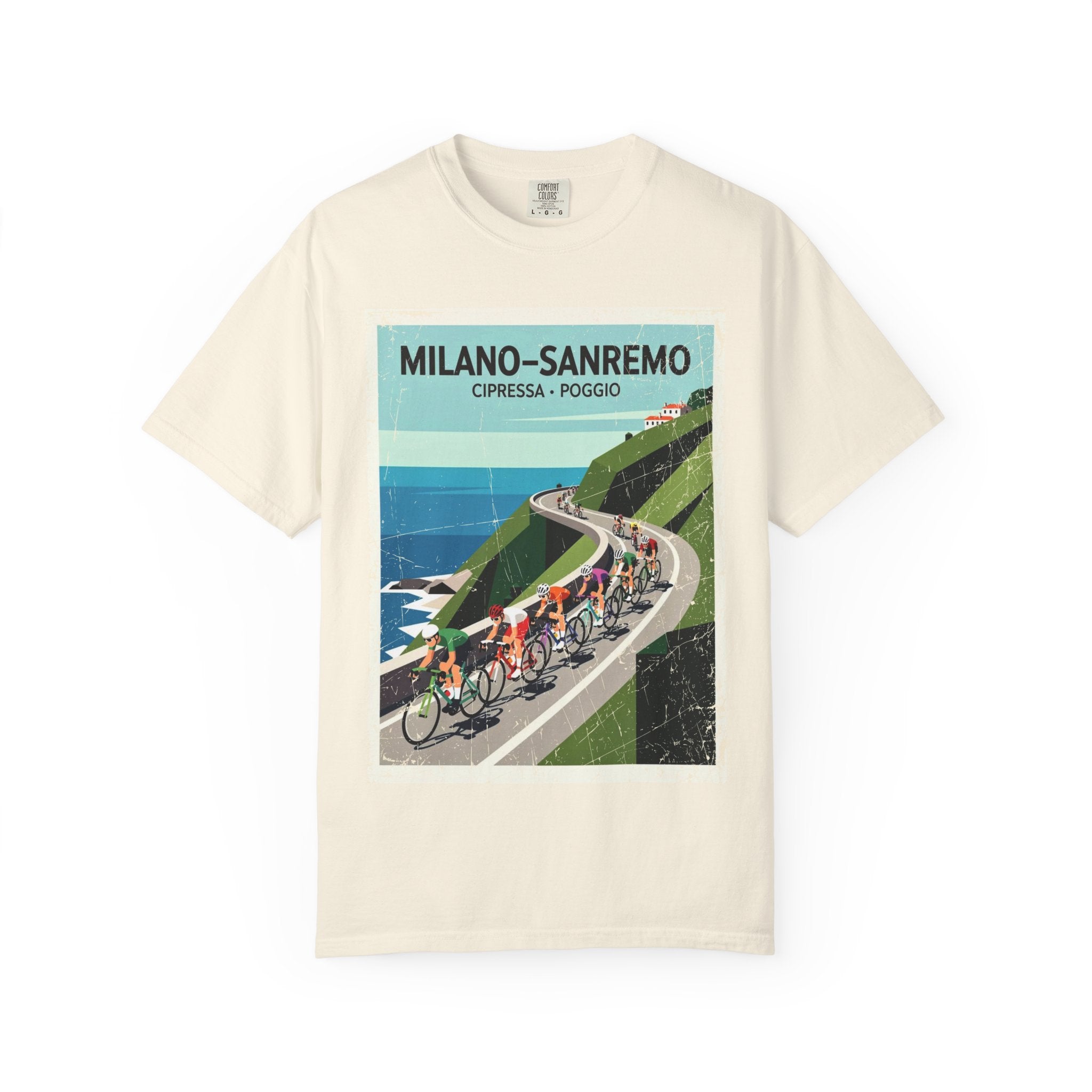Milano Sanremo Cycling Tee T-Shirt | Cipressa Poggio Echelon Race