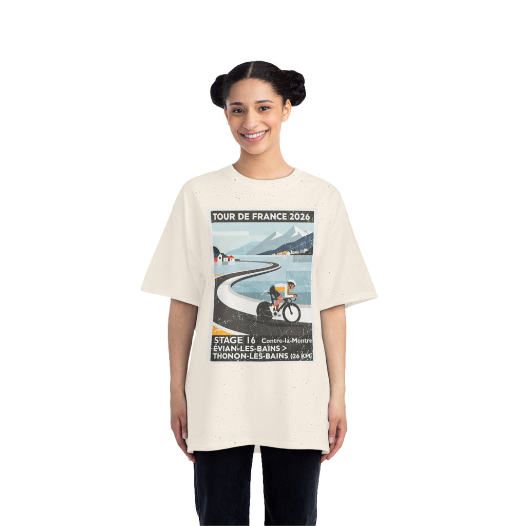 Tour de France 2026 Stage 16 Évian-les-Bains > Thonon-les-Bains Bauhaus Time Trial Cycling Artwork T-Shirt |