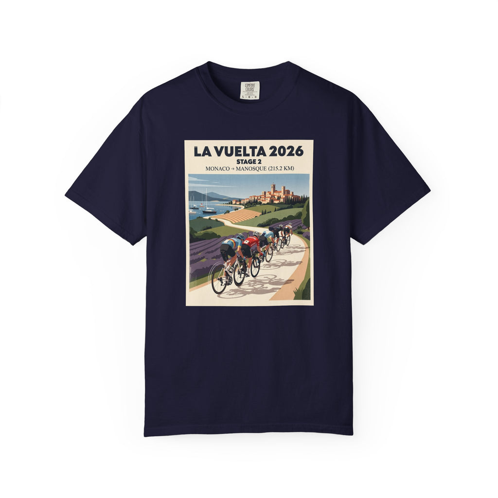 2026 Vuelta a España Stage 2 Cycling T-Shirt | Monaco to Manosque 215.2km | Graphic Tee