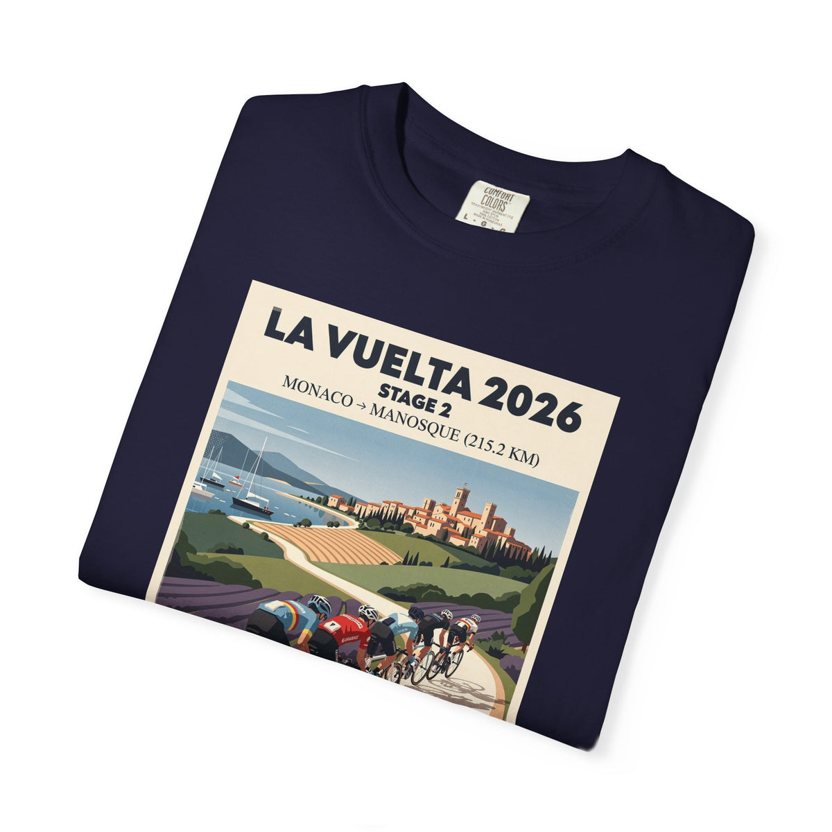 2026 Vuelta a España Stage 2 Cycling T-Shirt | Monaco to Manosque 215.2km | Graphic Tee