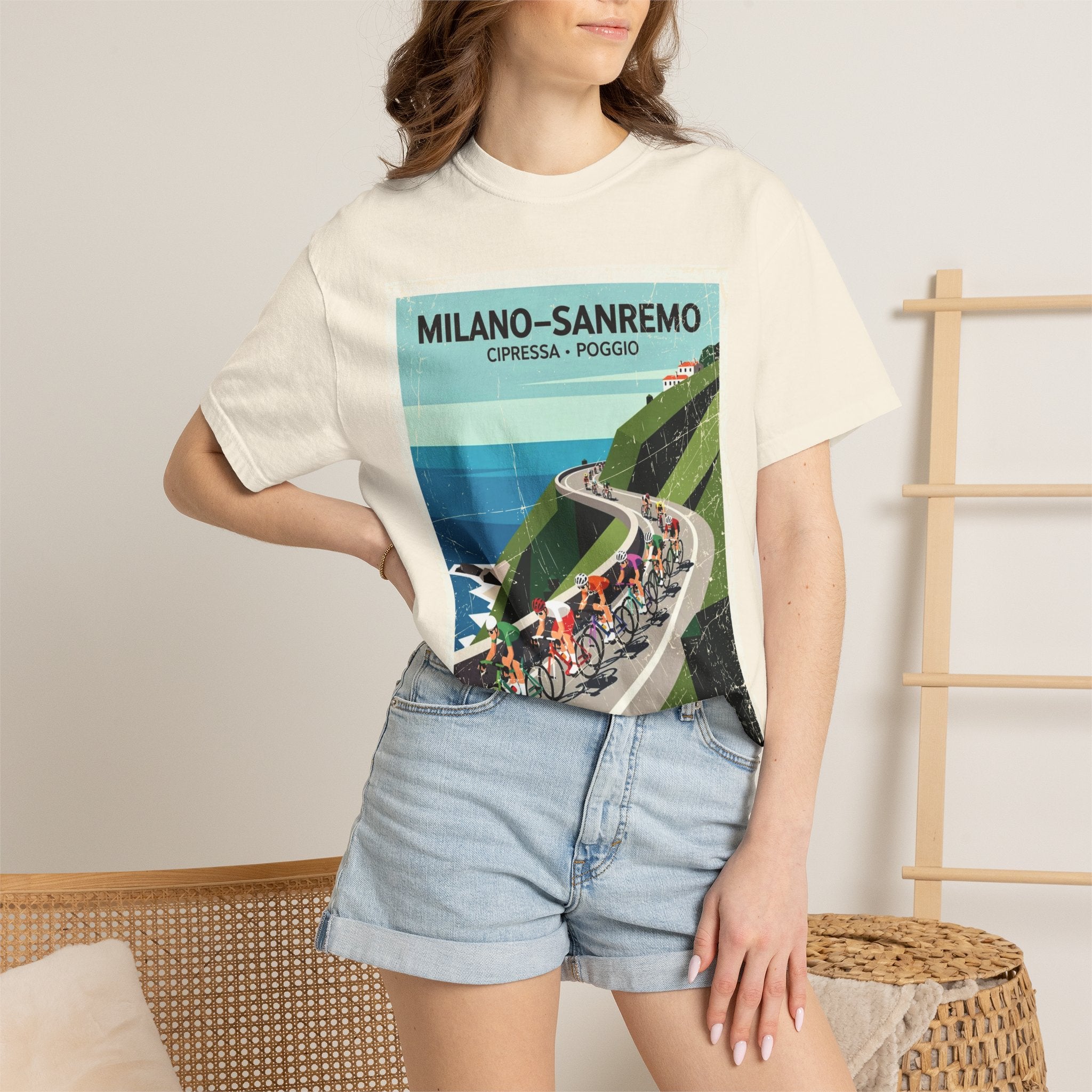 Milano Sanremo Cycling Tee T-Shirt | Cipressa Poggio Echelon Race