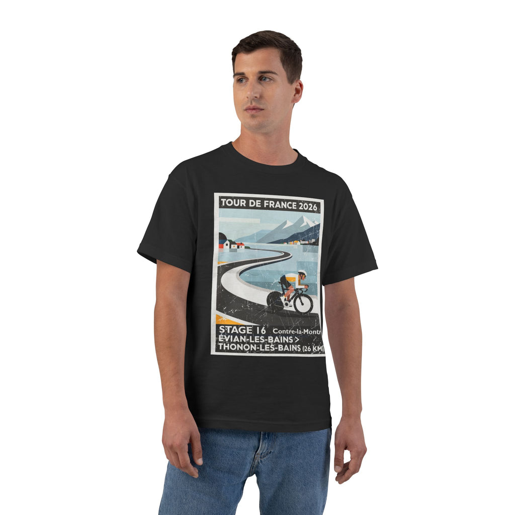 Tour de France 2026 Stage 16 Évian-les-Bains > Thonon-les-Bains Bauhaus Time Trial Cycling Artwork T-Shirt |