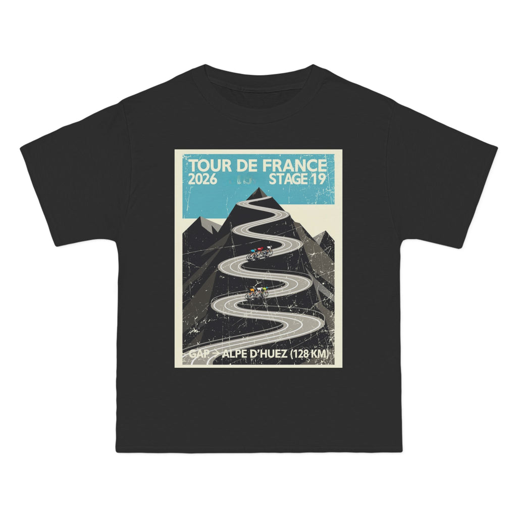 Tour de France 2026 Stage 19 Gap > Alpe d'Huez T-Shirt | Hairpin Geometry, Bold Sans-Serif