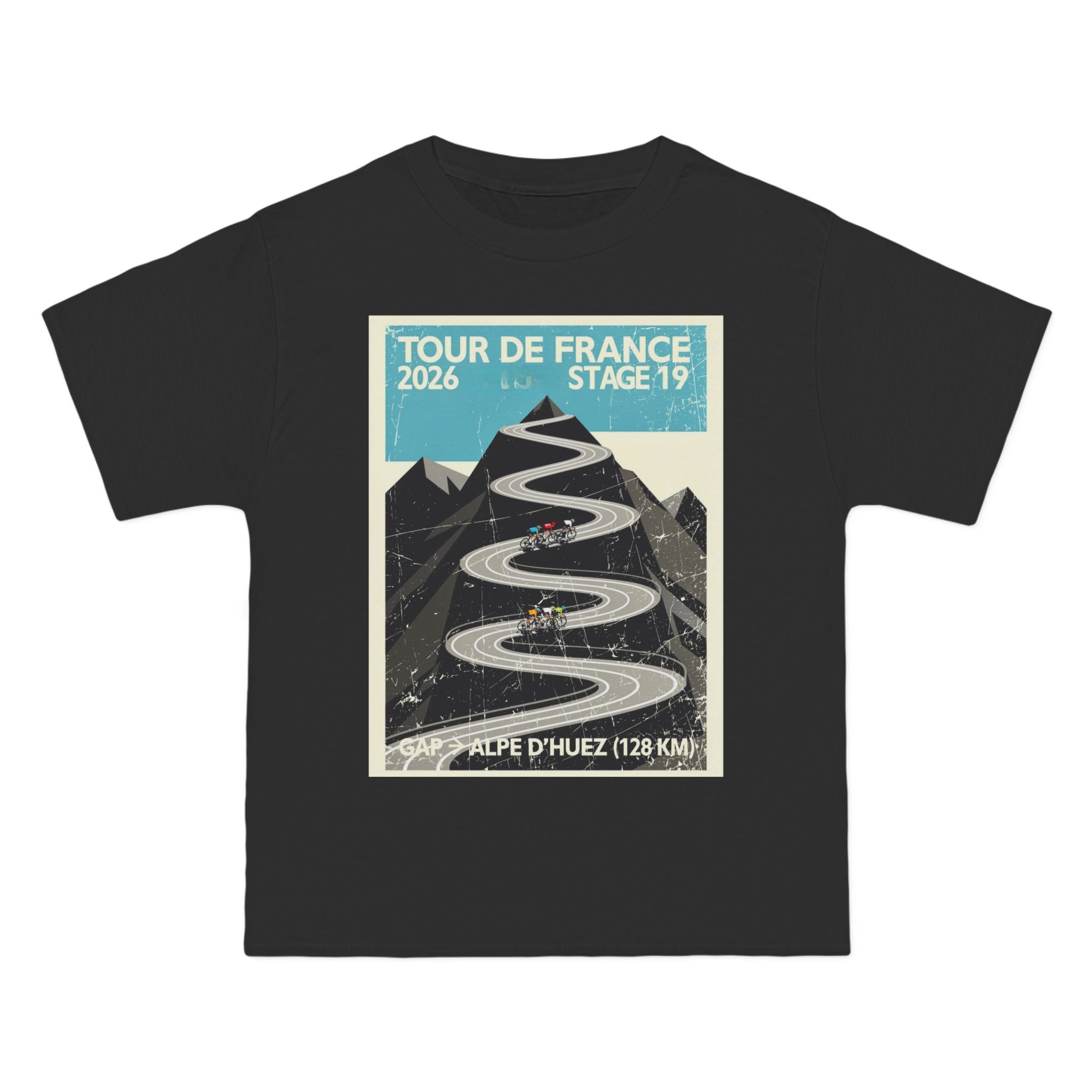 Tour de France 2026 Stage 19 Gap > Alpe d'Huez T-Shirt | Hairpin Geometry, Bold Sans-Serif