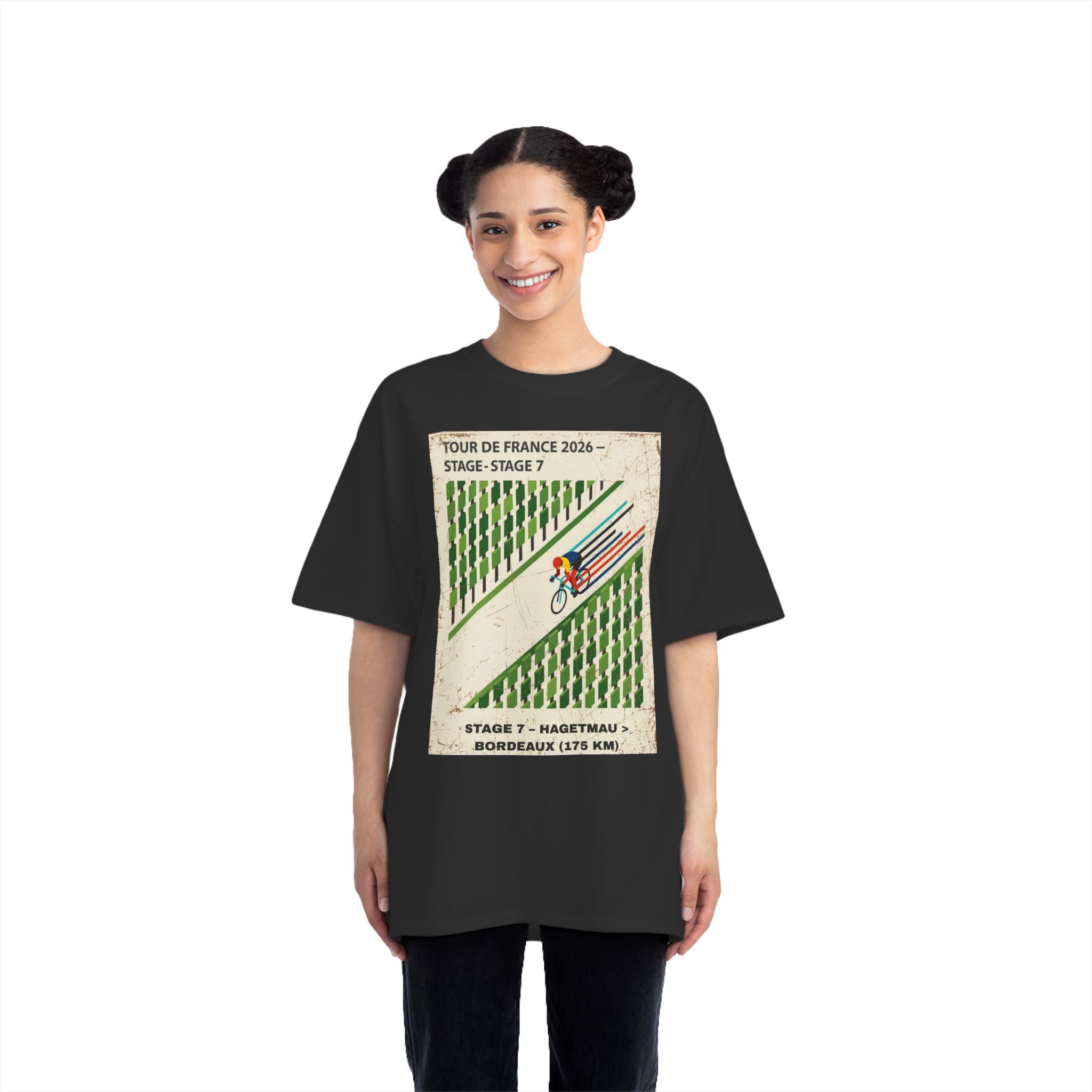 Tour de France 2026 Stage 7 Hagetmau > Bordeaux T-Shirt | Cycling Bauhaus Minimalist