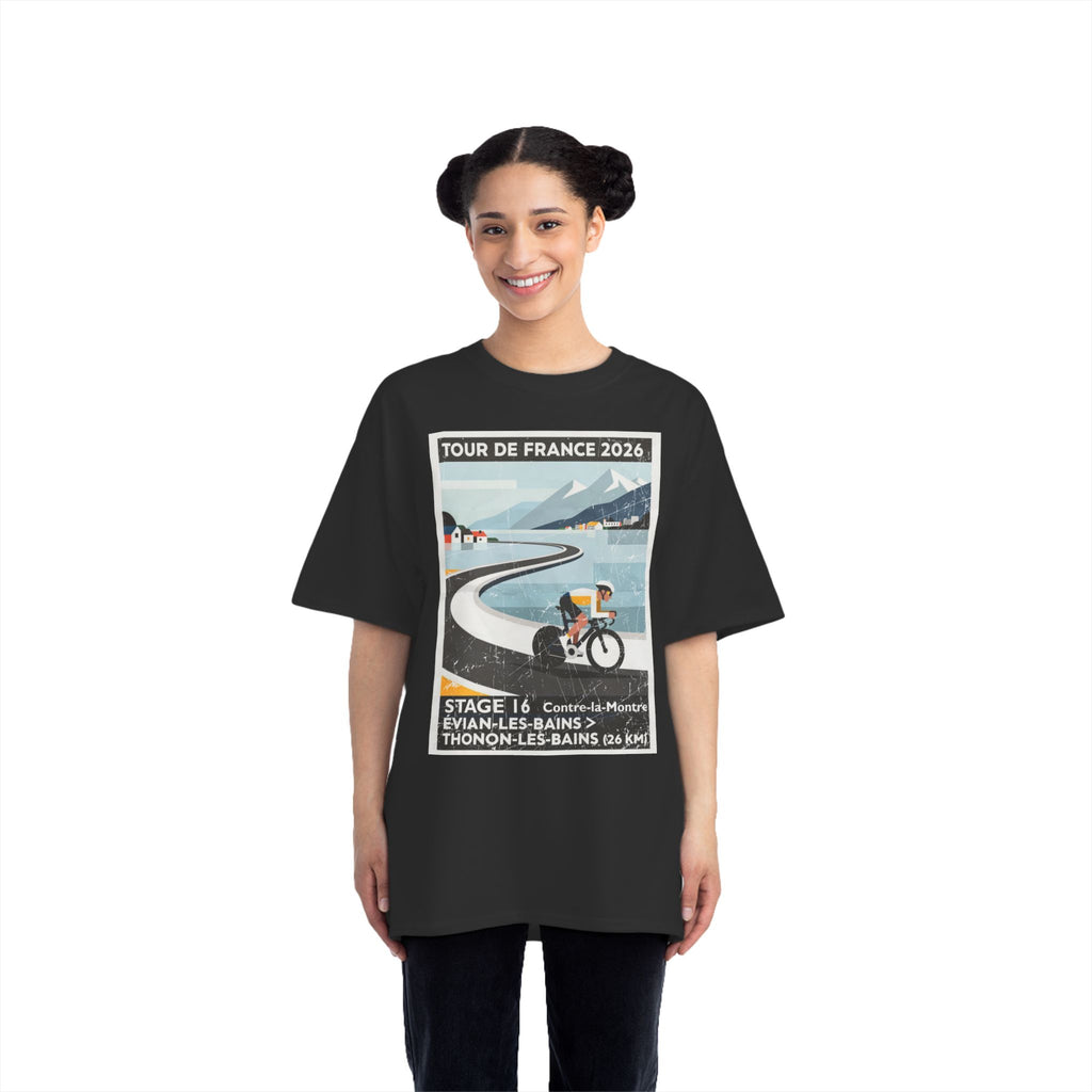 Tour de France 2026 Stage 16 Évian-les-Bains > Thonon-les-Bains Bauhaus Time Trial Cycling Artwork T-Shirt |