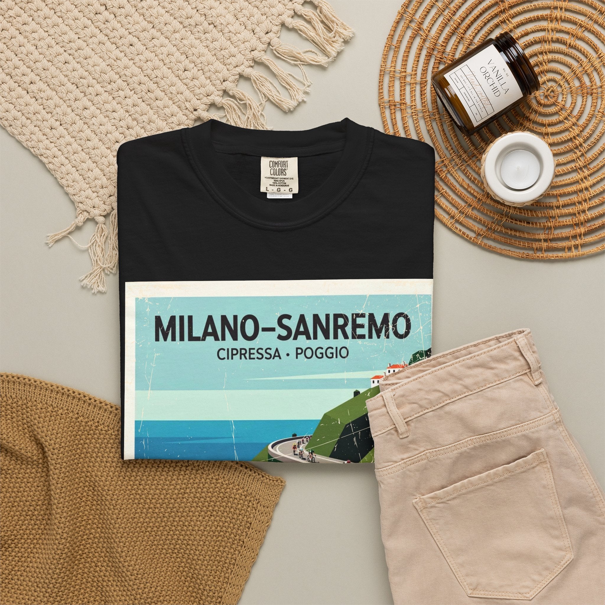 Milano Sanremo Cycling Tee T-Shirt | Cipressa Poggio Echelon Race