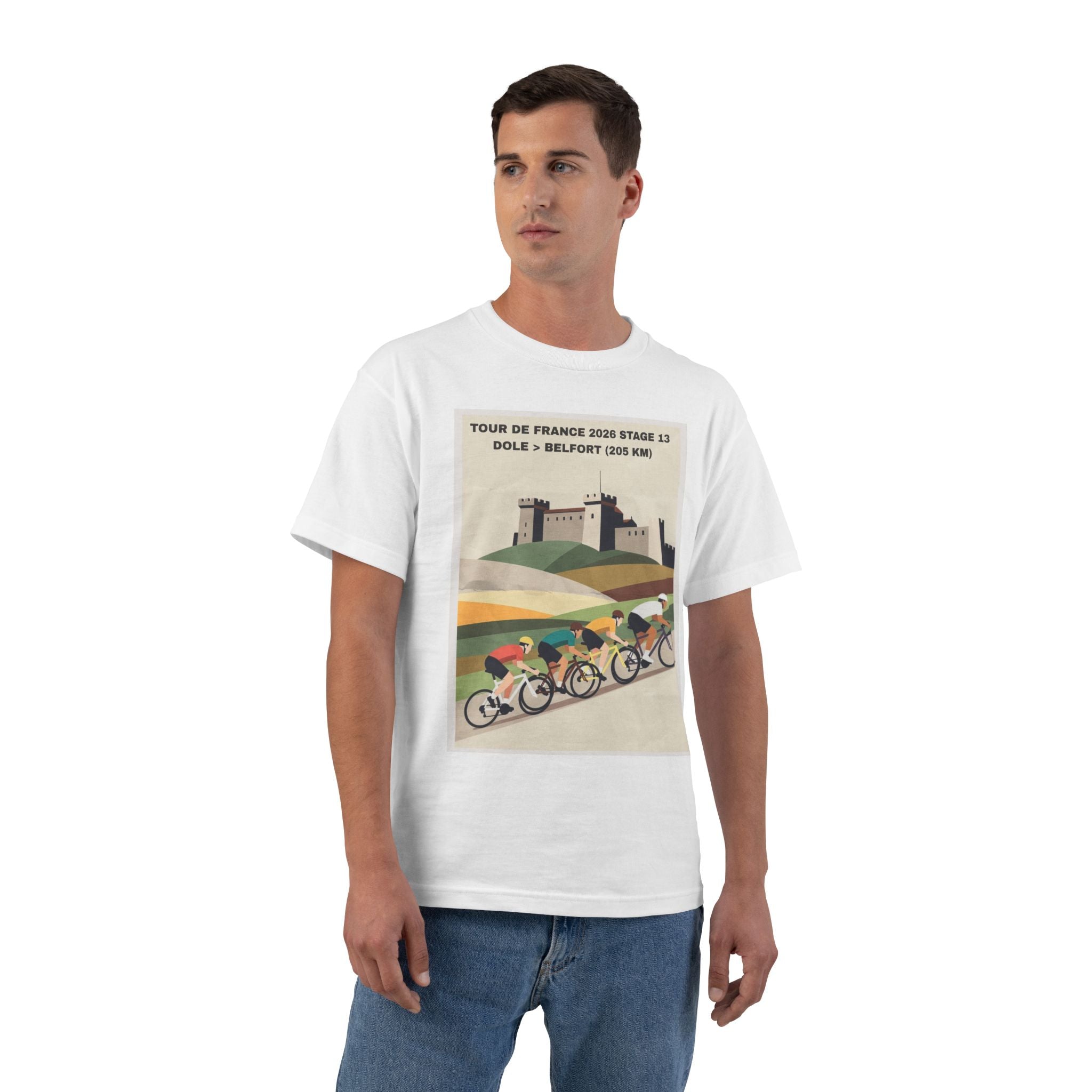 Tour de France 2026 Stage 13 Dole to Belfort T-Shirt | Bauhaus Cycling Illustration