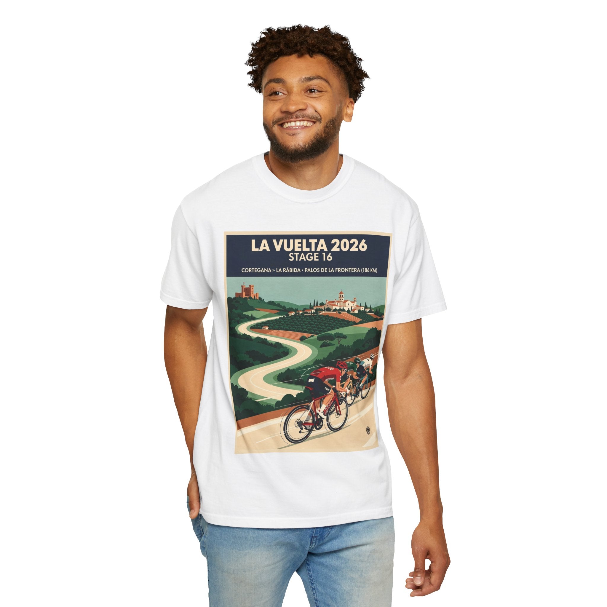 2026 Vuelta a España Stage 16 Cycling T-Shirt | Cortegana to Palos de la Frontera 186km | Graphic Tee