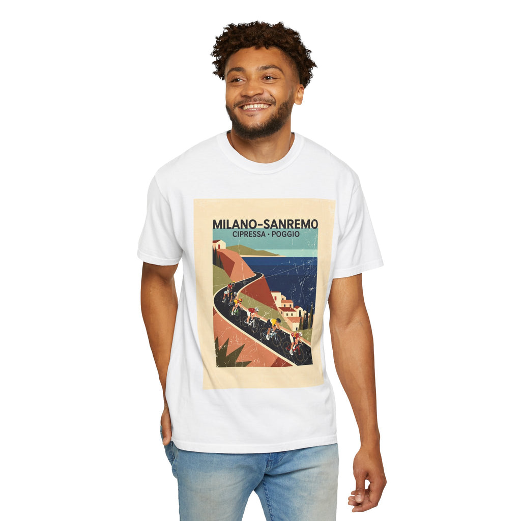 Milano Sanremo Cycling Graphic T-Shirt | Cipressa Poggio Echelon