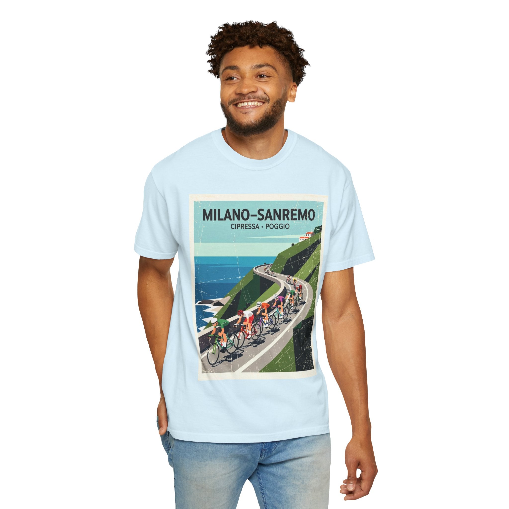 Milano Sanremo Cycling Tee T-Shirt | Cipressa Poggio Echelon Race
