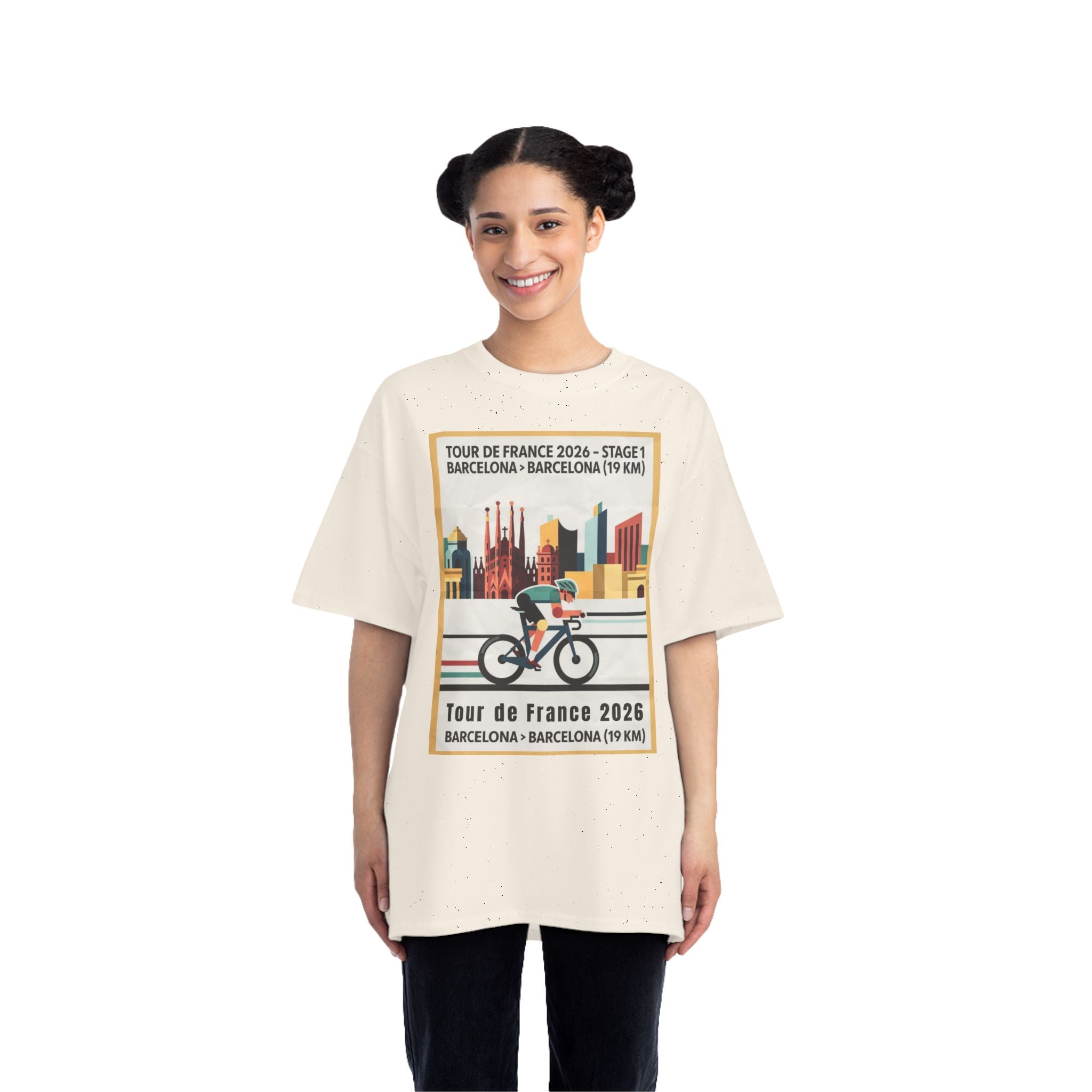 Tour de France vintage Stage 1 2026 Barcelona Time Trial Graphic T-Shirt | Bauhaus Poster Cyclist
