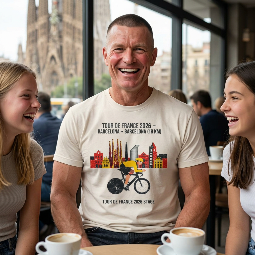 Tour de France vintage Stage 1 2026 Barcelona Time Trial Graphic T-Shirt | Bauhaus Cyclist