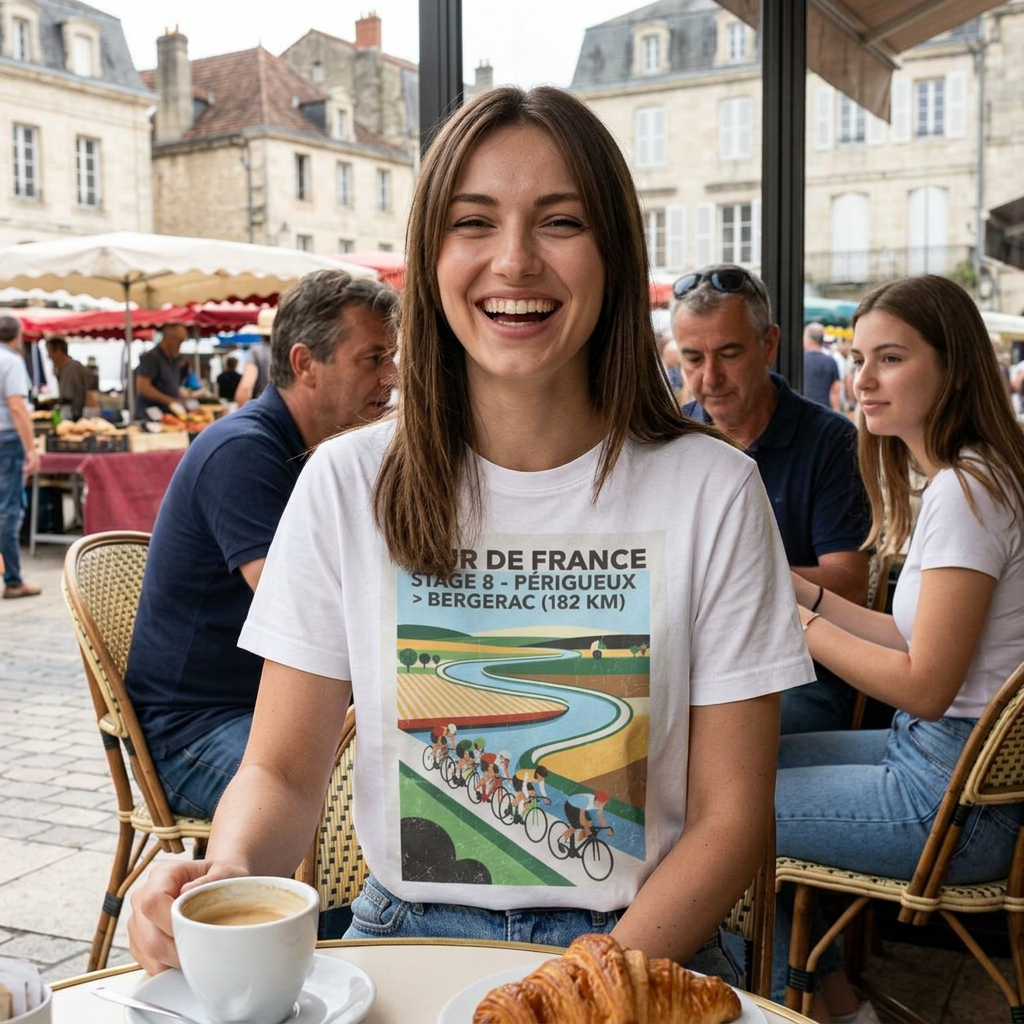Tour de France 2026 Stage 8 Périgueux > Bergerac T-Shirt | Cycling Poster Art