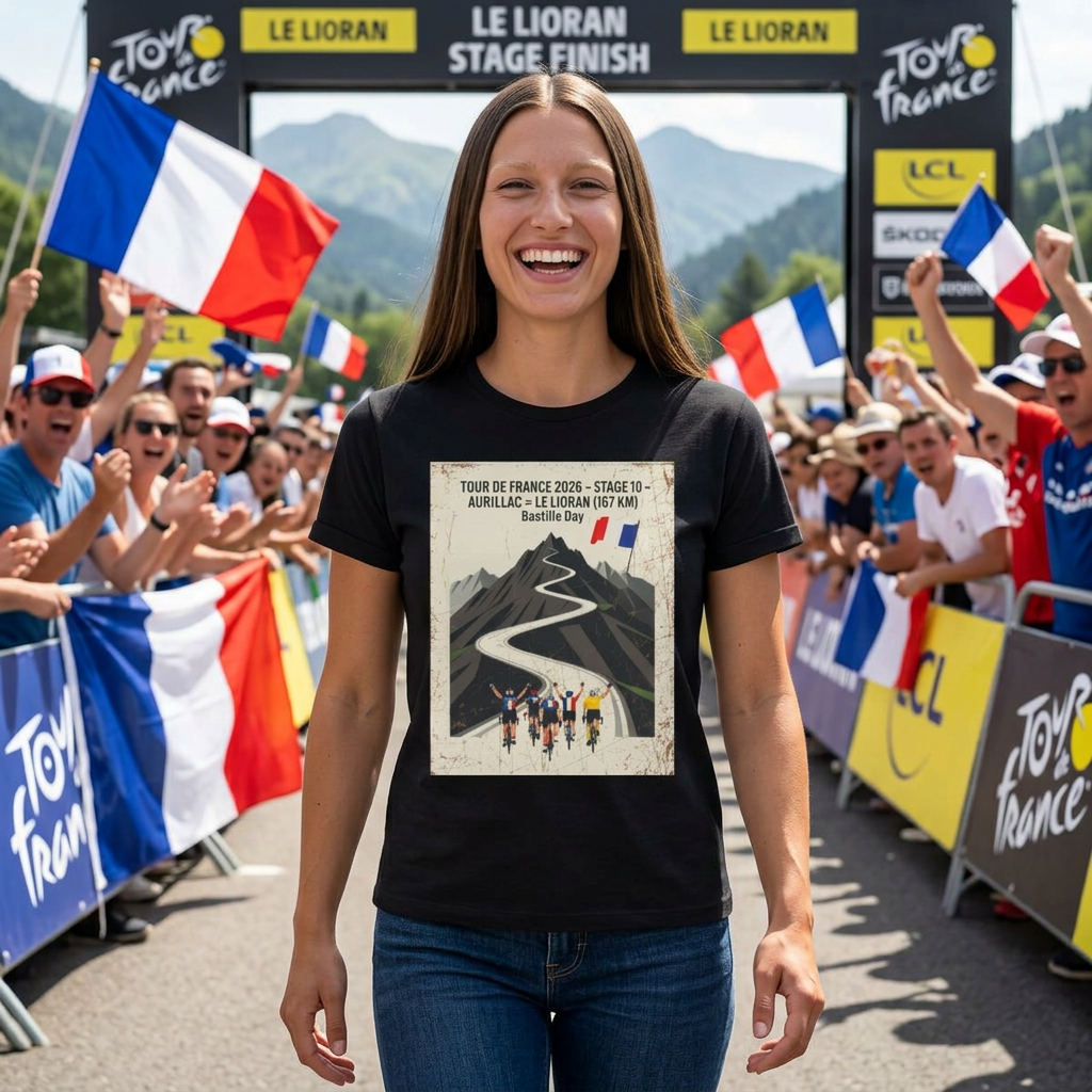 Tour de France 2026 Stage 10 Bastille Day Aurillac > Le Lioran T-Shirt | Bauhaus Mountain Cycling