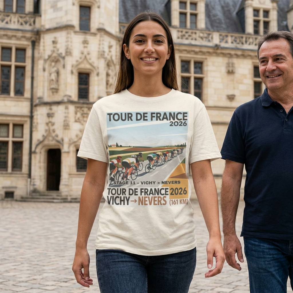 Tour de France 2026 Stage 11 Vichy to Nevers T-Shirt | Cycling Peloton Vector Art