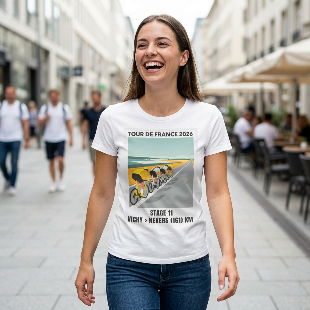 Tour de France 2026 Stage 11 Vichy to Nevers T-Shirt | Cycling Peloton Vector Art