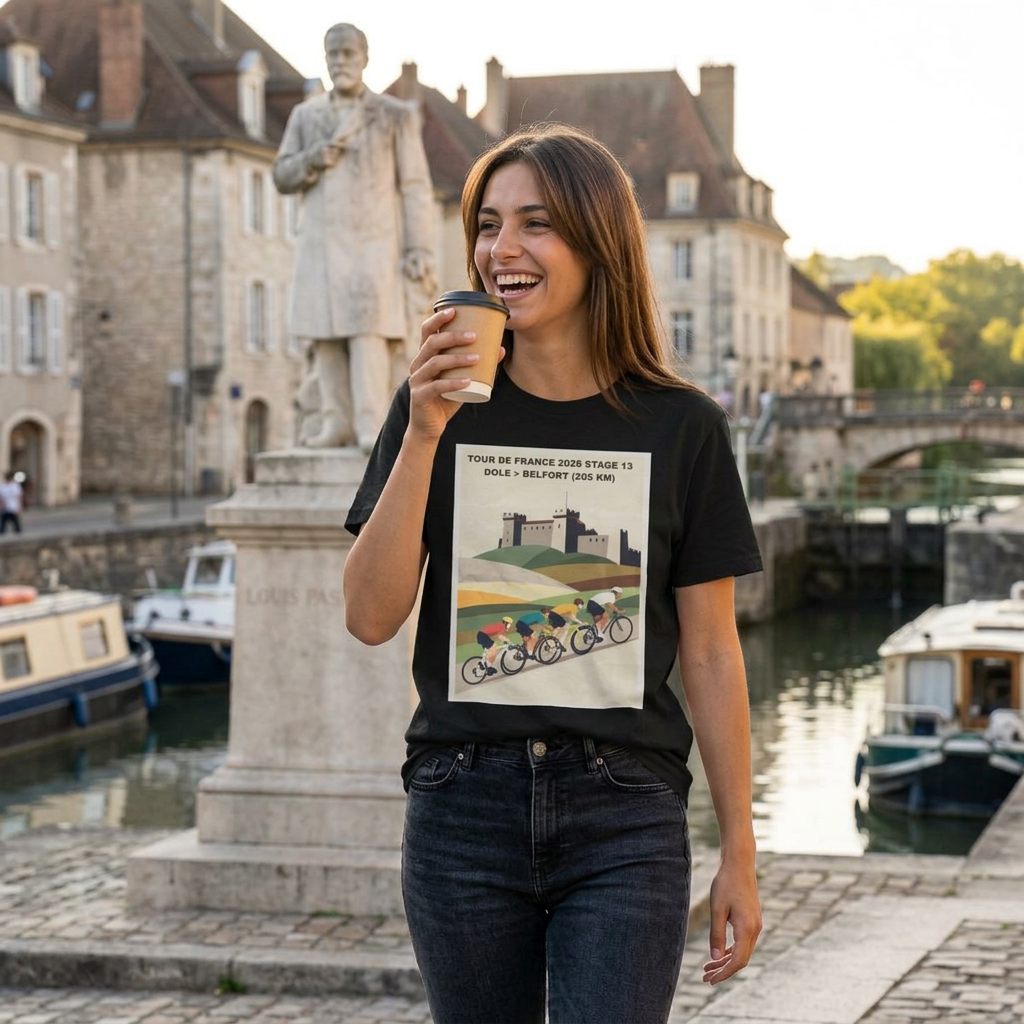 Tour de France 2026 Stage 13 Dole to Belfort T-Shirt | Bauhaus Cycling Illustration