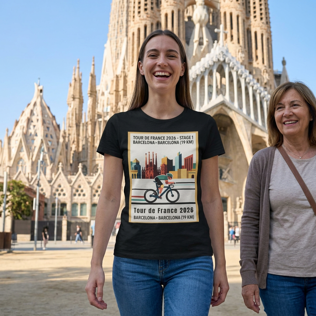 Tour de France 2026 Stage 1 Cycling T-Shirt | Barcelona to Barcelona 19km | Graphic Tee