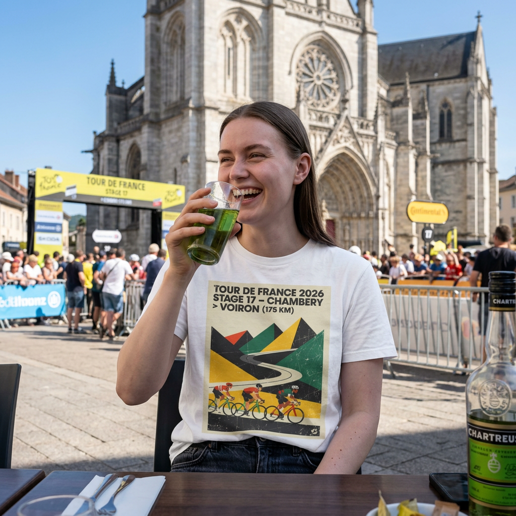 Tour de France 2026 Stage 17 Chambéry to Voiron Poster T-Shirt | Cycling Race Tee