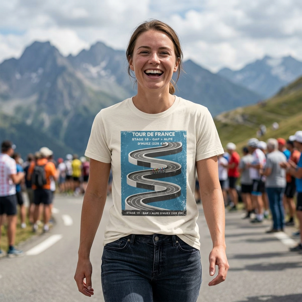 Tour de France 2026 Stage 19 Gap > Alpe d Huez T-Shirt | Bauhaus Mountain Cycling Poster