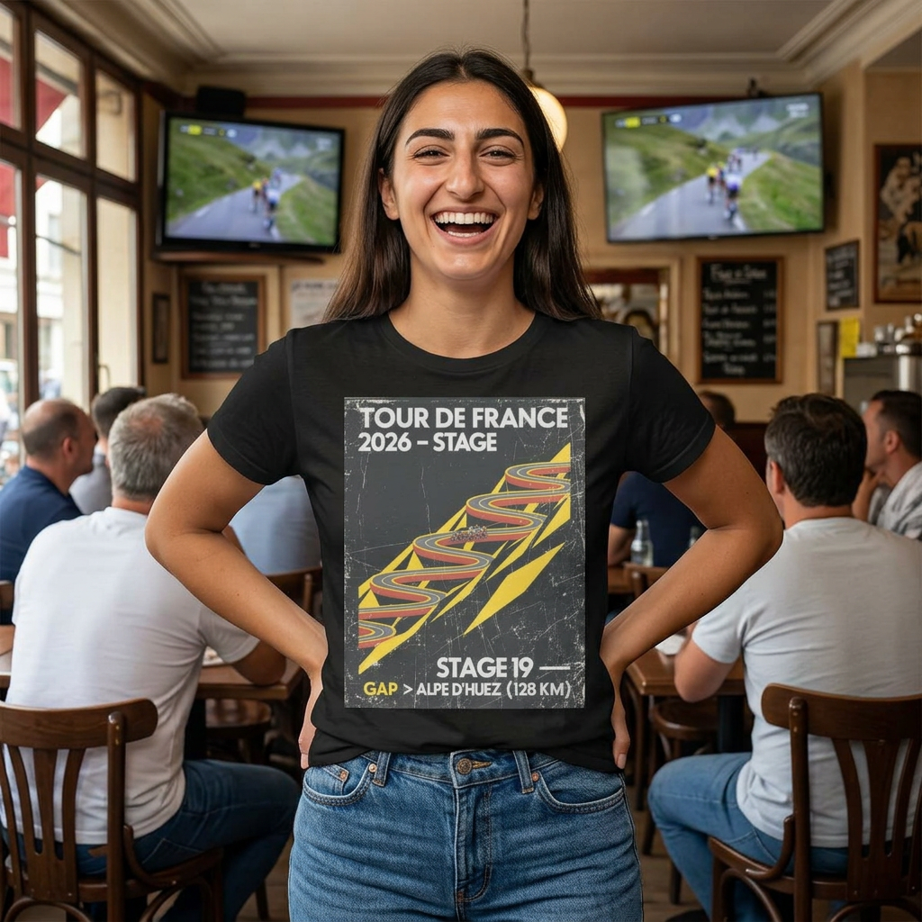 Tour de France 2026 Stage 19 Gap > Alpe d Huez T-Shirt | Bauhaus Mountain Cycling Poster