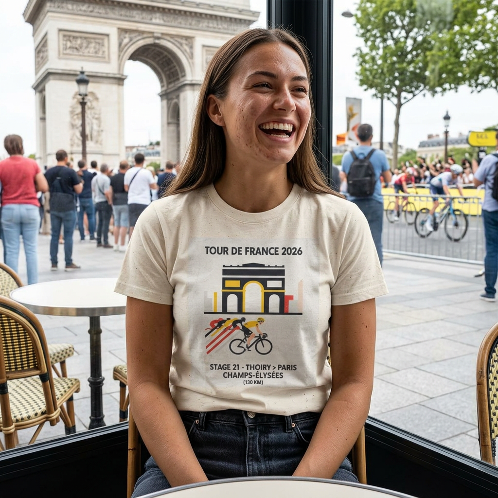 Tour de France 2026 Stage 21 Thoiry to Paris Champs-Élysées T-Shirt | Cycling Poster Design