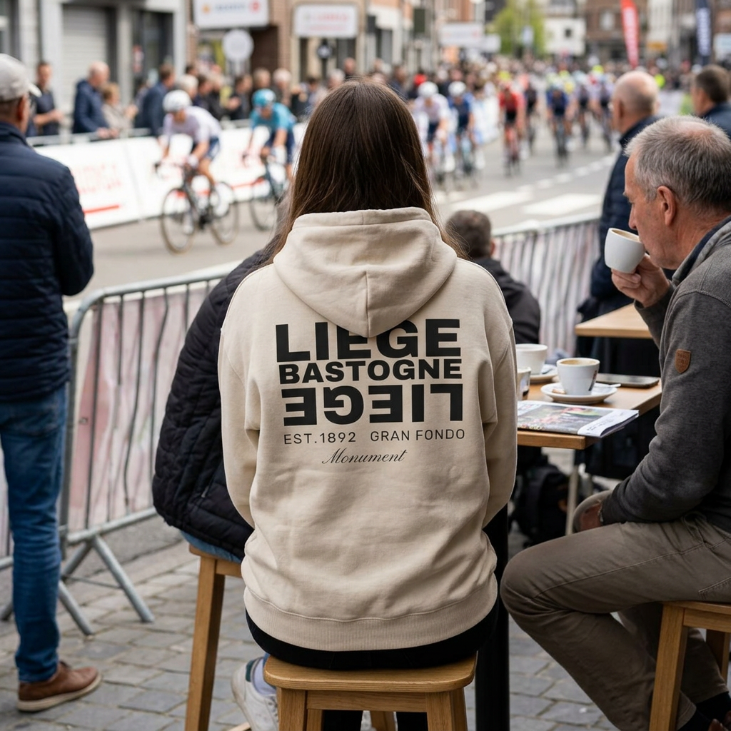 Liege Bastogne Liege Monument Bike race since 1892  Vintage Cycling Fan Logo Hoodie | Retro Cycling Sweatshirt