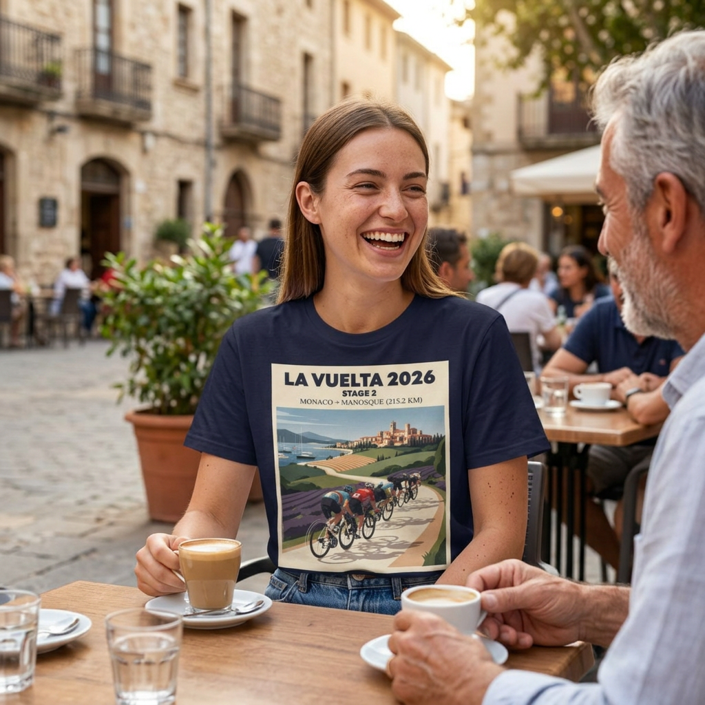 2026 Vuelta a España Stage 2 Cycling T-Shirt | Monaco to Manosque 215.2km | Graphic Tee