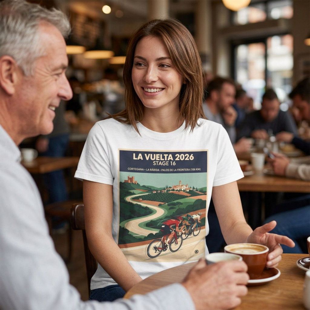 2026 Vuelta a España Stage 16 Cycling T-Shirt | Cortegana to Palos de la Frontera 186km | Graphic Tee