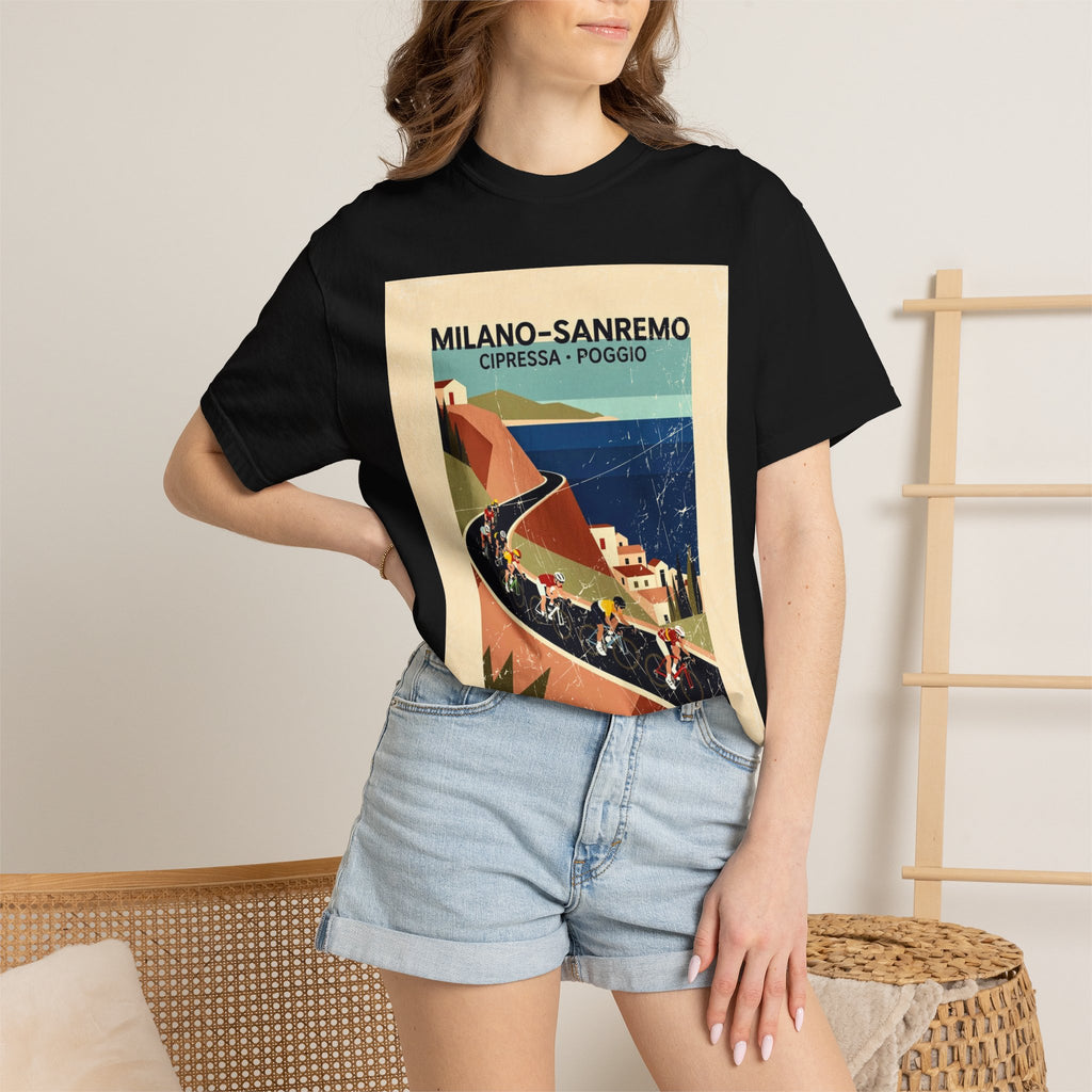 Milano Sanremo Cycling Graphic T-Shirt | Cipressa Poggio Echelon
