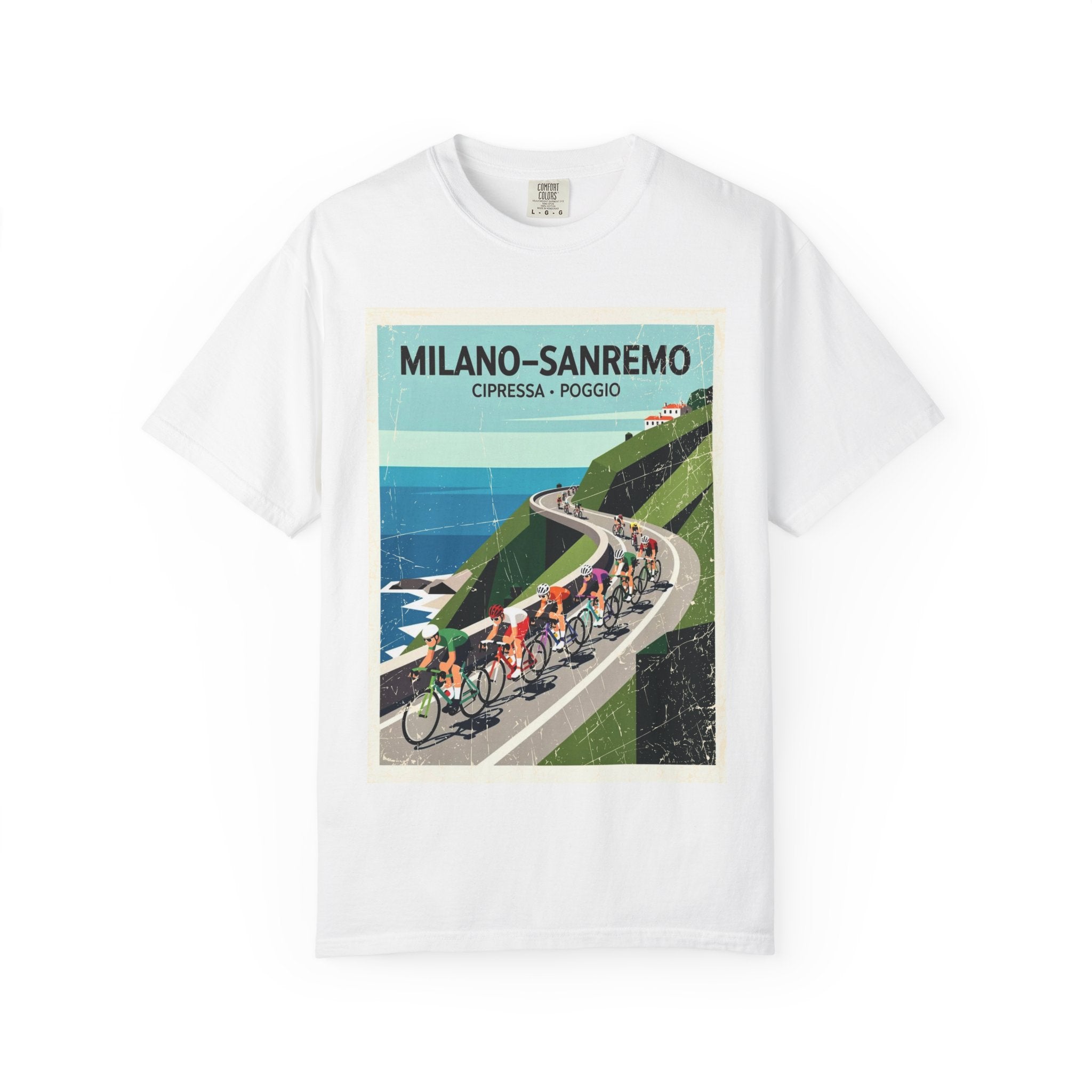 Milano Sanremo Cycling Tee T-Shirt | Cipressa Poggio Echelon Race