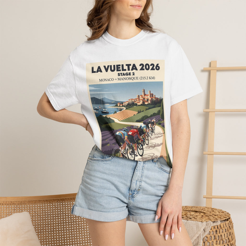 La Vuelta 2026 Stage 2 Cycling Poster T-shirt | Monaco to Manosque