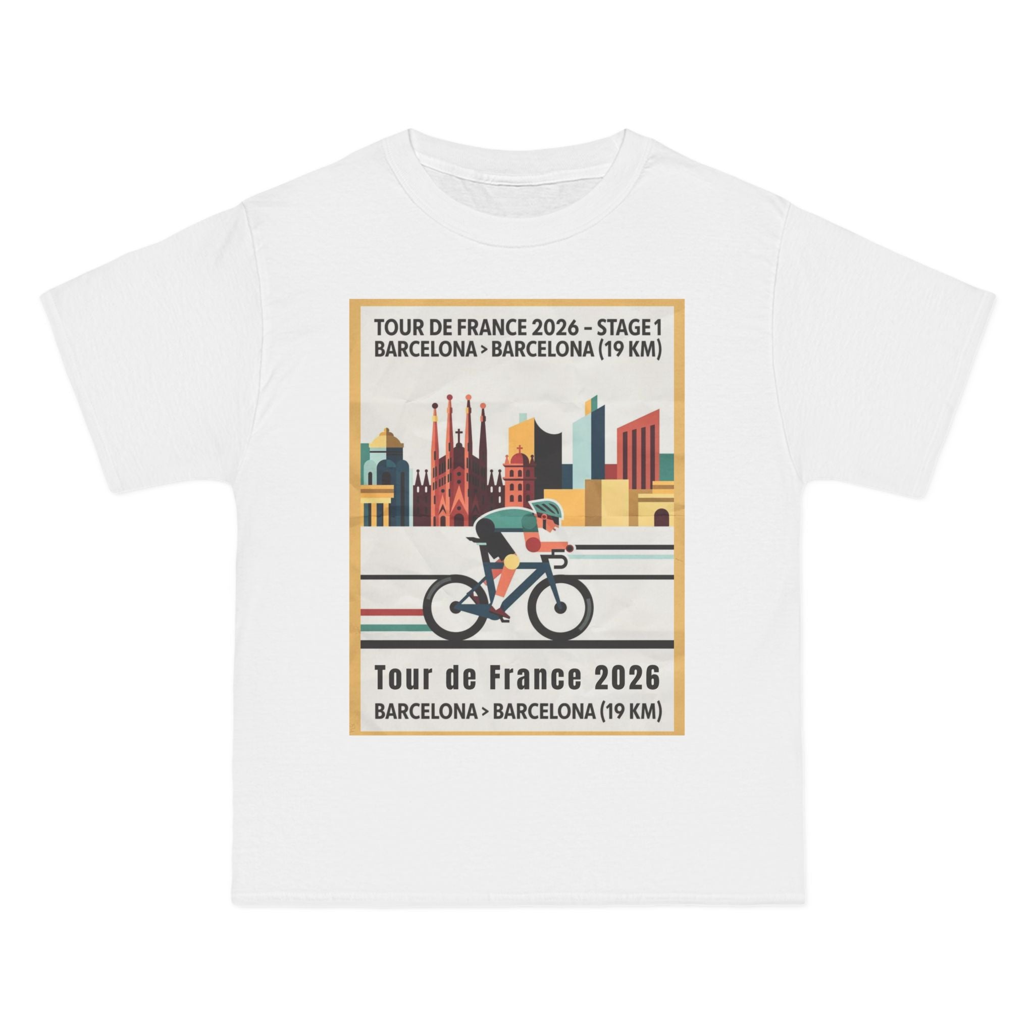 Tour de France vintage Stage 1 2026 Barcelona Time Trial Graphic T-Shirt | Bauhaus Poster Cyclist