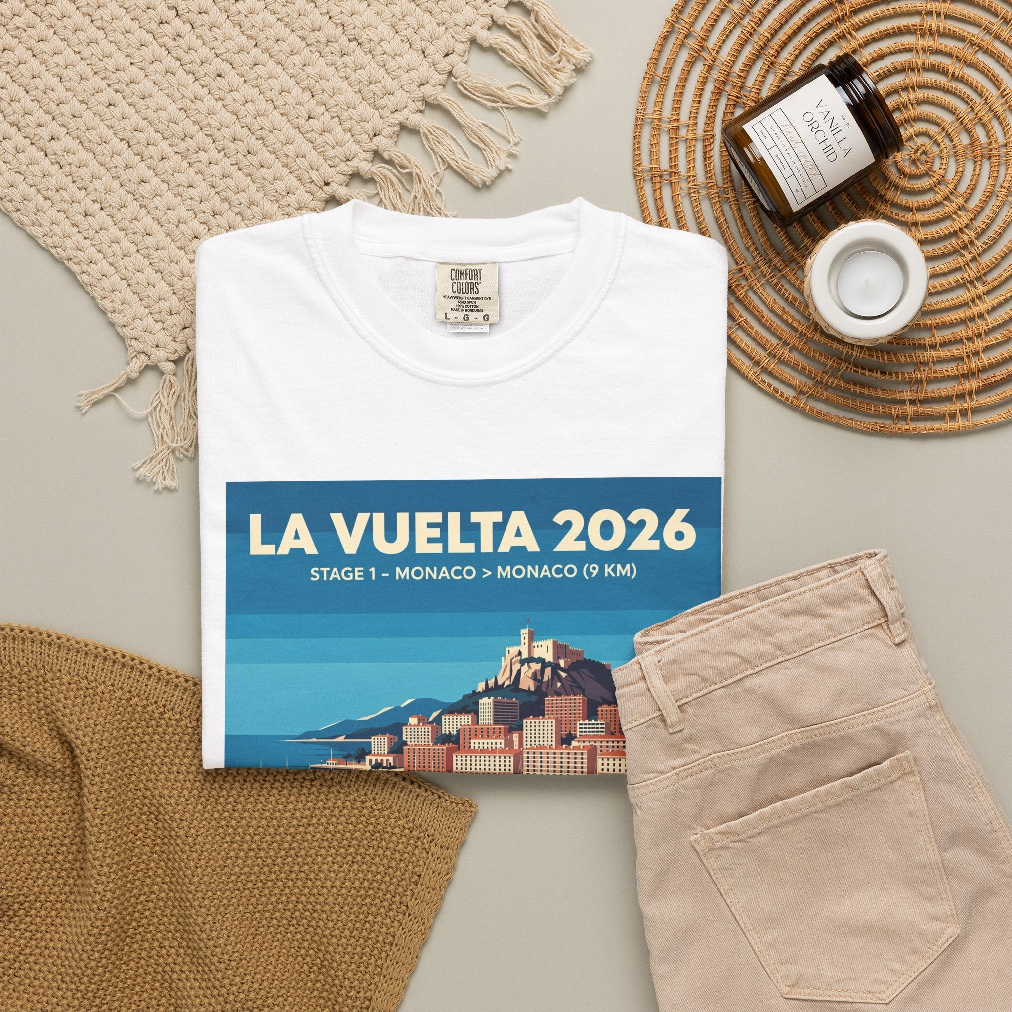 La Vuelta 2026 Stage 1 Monaco Vintage Cycling Poster Tee