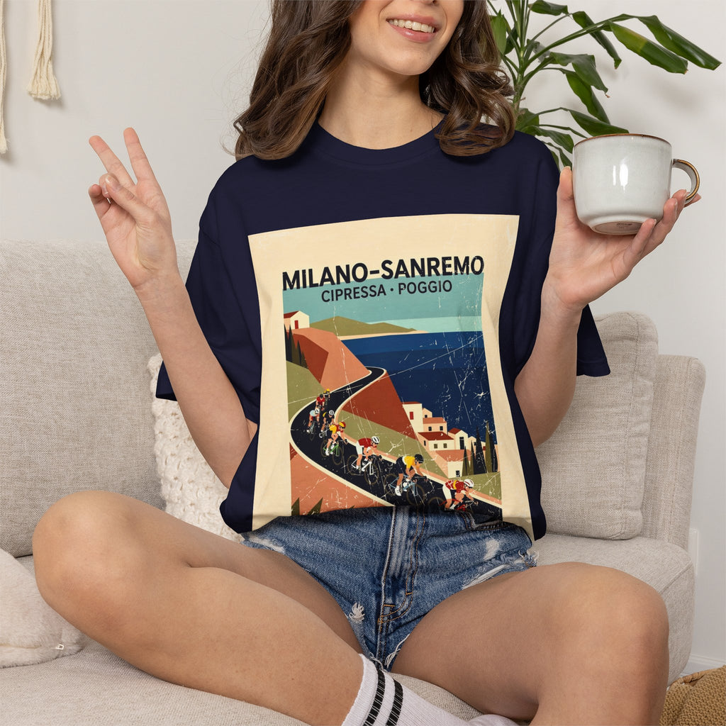 Milano Sanremo Cycling Graphic T-Shirt | Cipressa Poggio Echelon