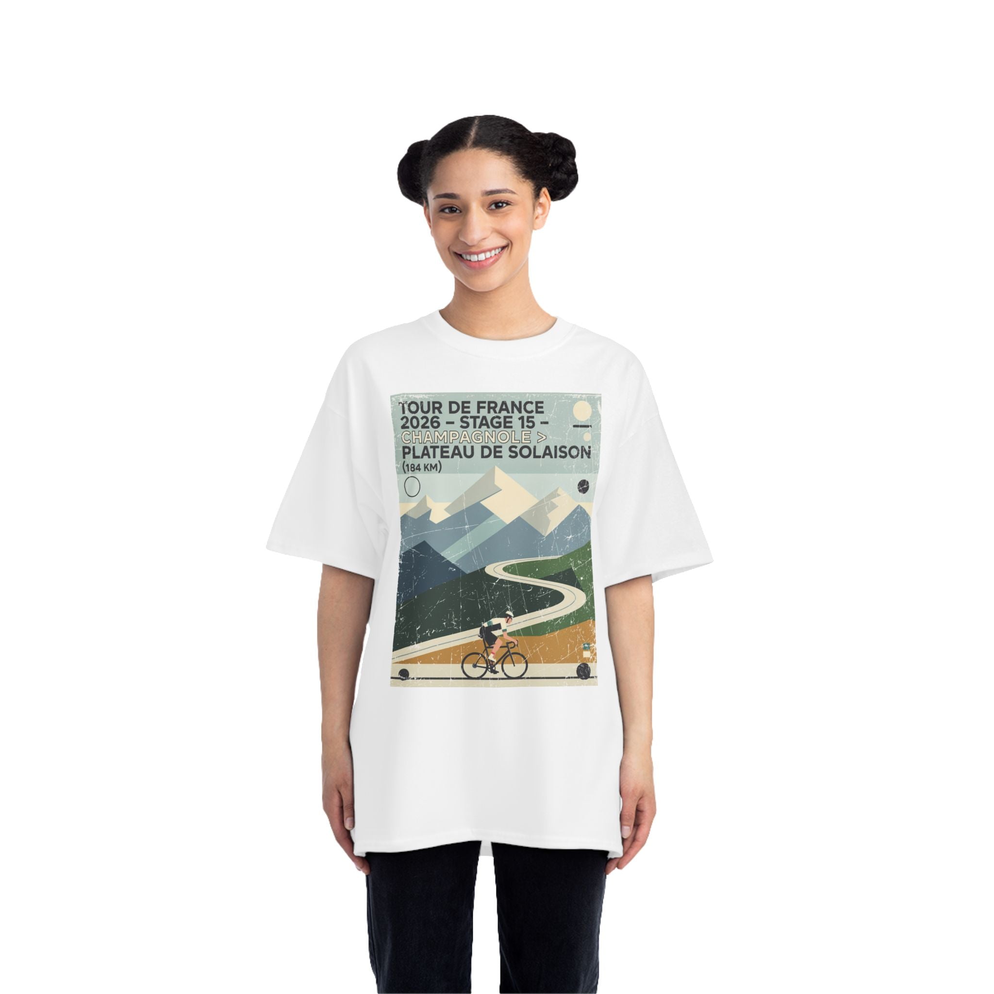 Tour de France 2026 Stage 15 Champagnole > Plateau de Solaison | Bauhaus Alpine Cycling Illustration T-Shirt