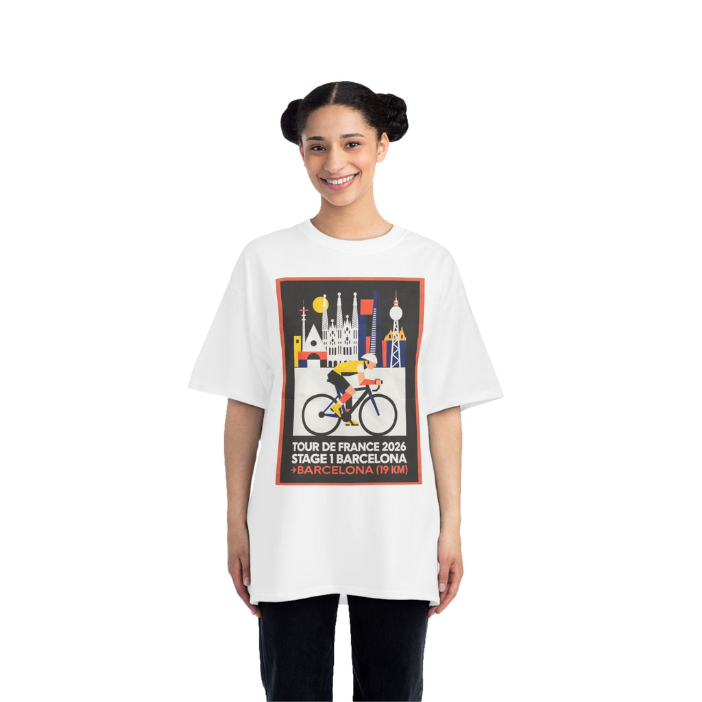 Tour de France vintage Stage 1 2026 Barcelona Time Trial Graphic T-Shirt | Bauhaus Poster Cyclist