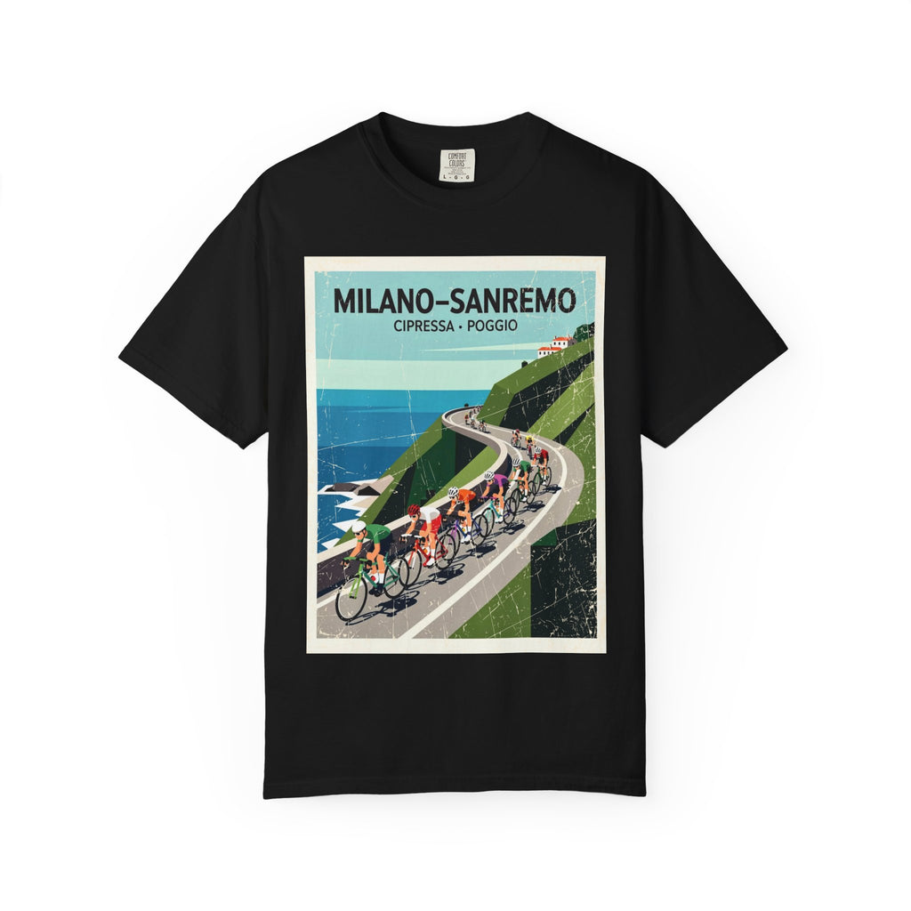 Milano Sanremo Cycling Tee T-Shirt | Cipressa Poggio Echelon Race