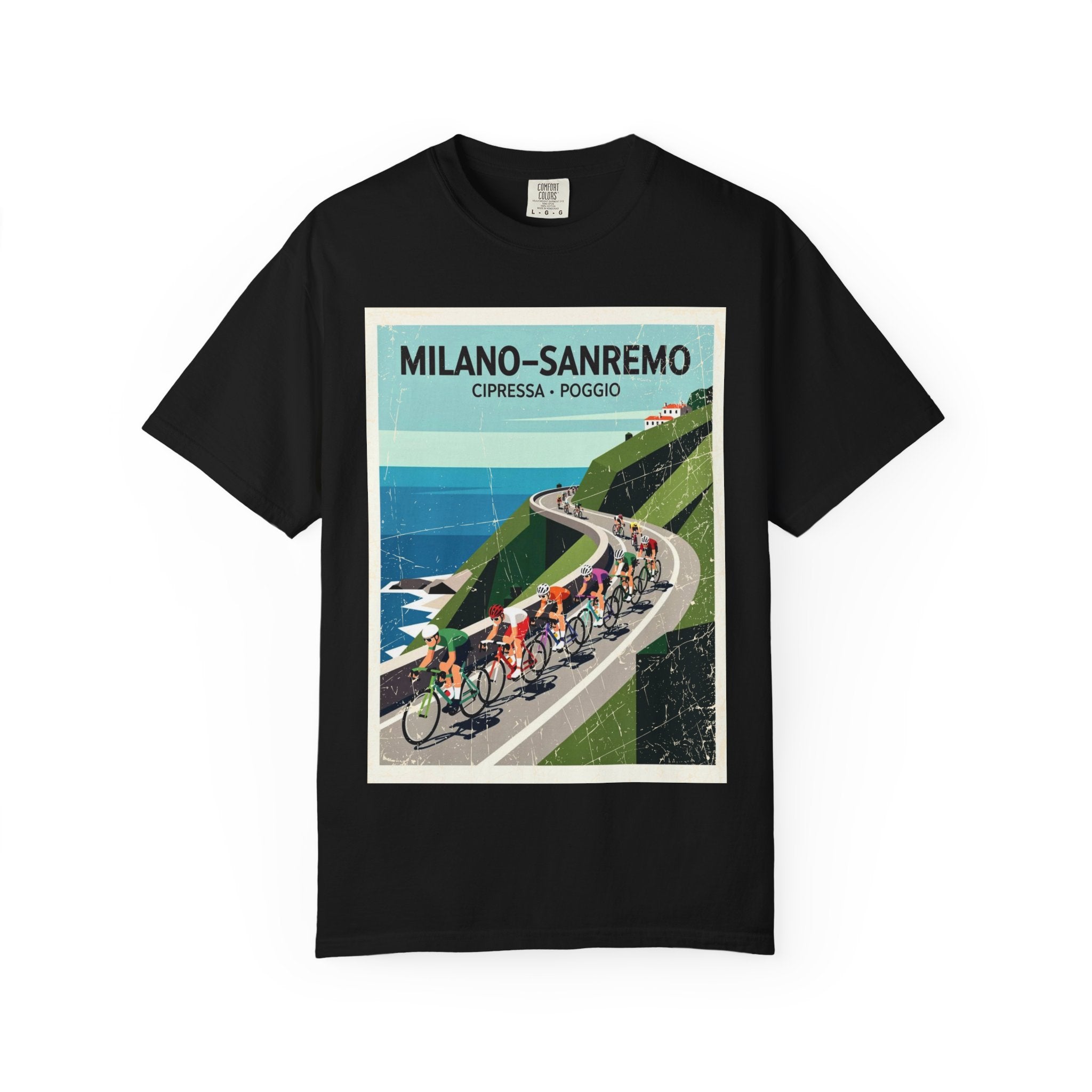 Milano Sanremo Cycling Tee T-Shirt | Cipressa Poggio Echelon Race