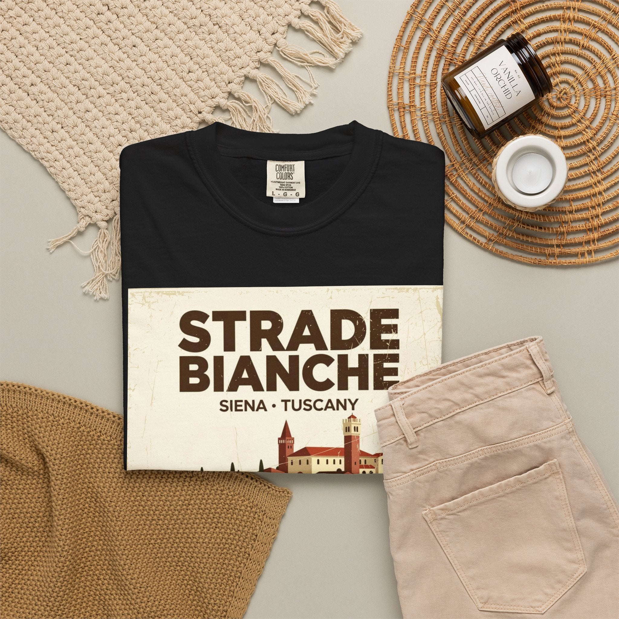Strade Bianche Siena Tuscany Cycling T-Shirt — Bauhaus Monuments Race Graphic