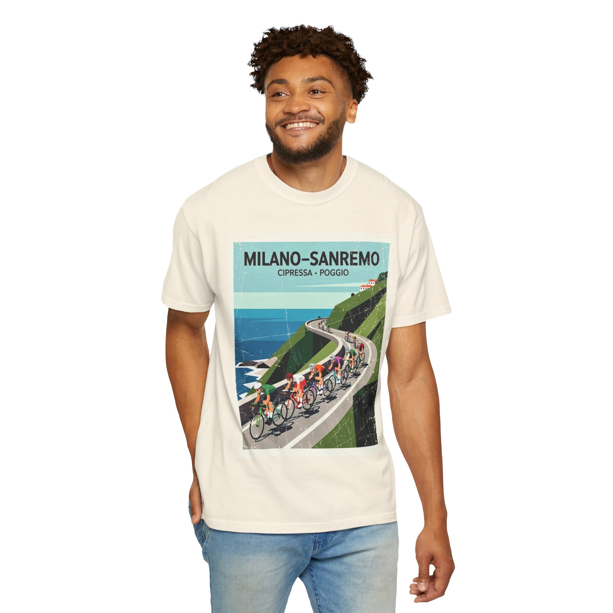 Milano Sanremo Cycling Tee T-Shirt | Cipressa Poggio Echelon Race