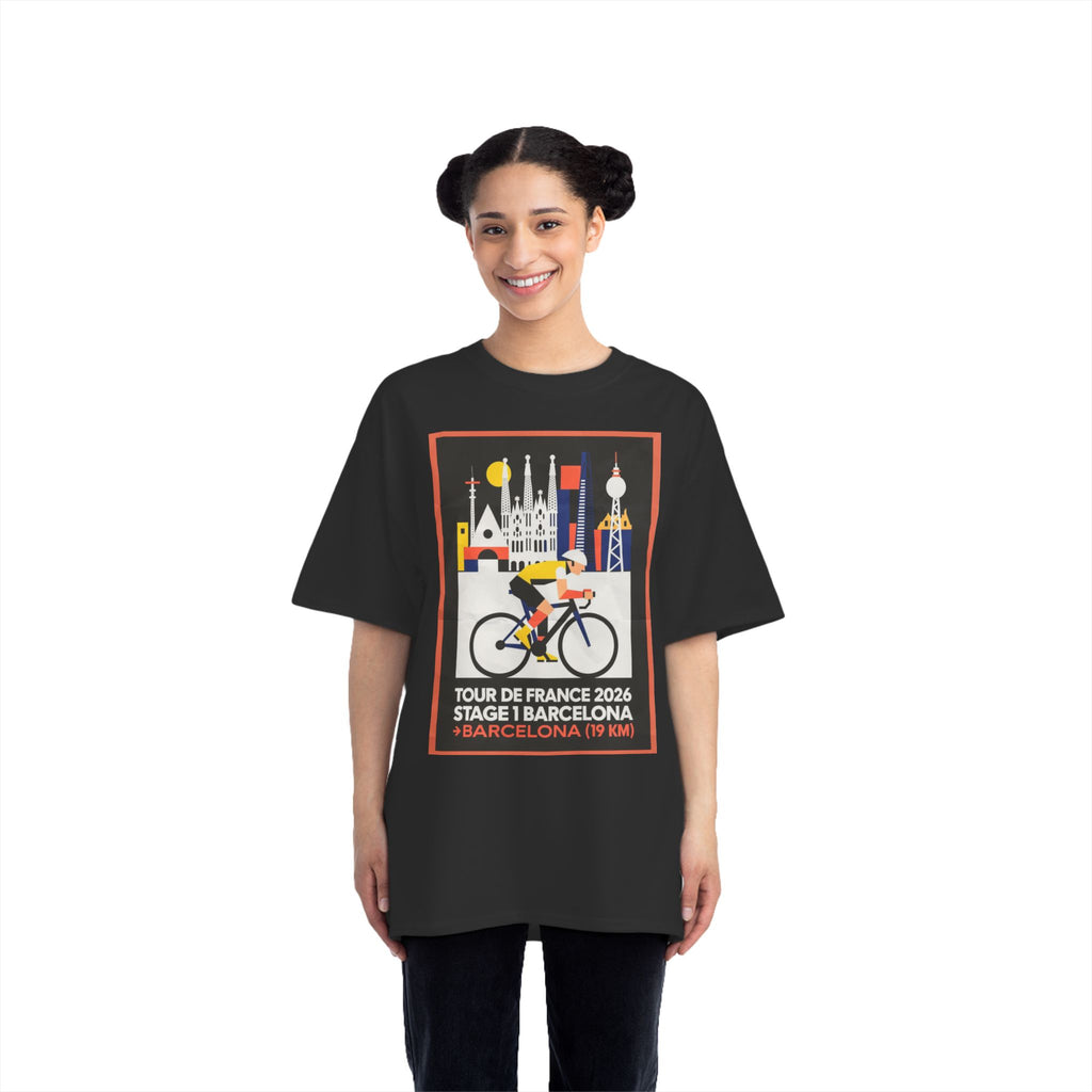 Tour de France vintage Stage 1 2026 Barcelona Time Trial Graphic T-Shirt | Bauhaus Poster Cyclist