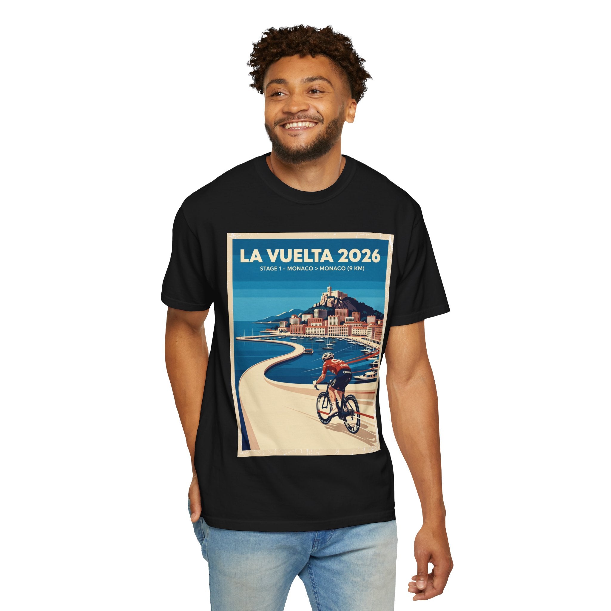 La Vuelta 2026 Stage 1 Monaco Vintage Cycling Poster Tee