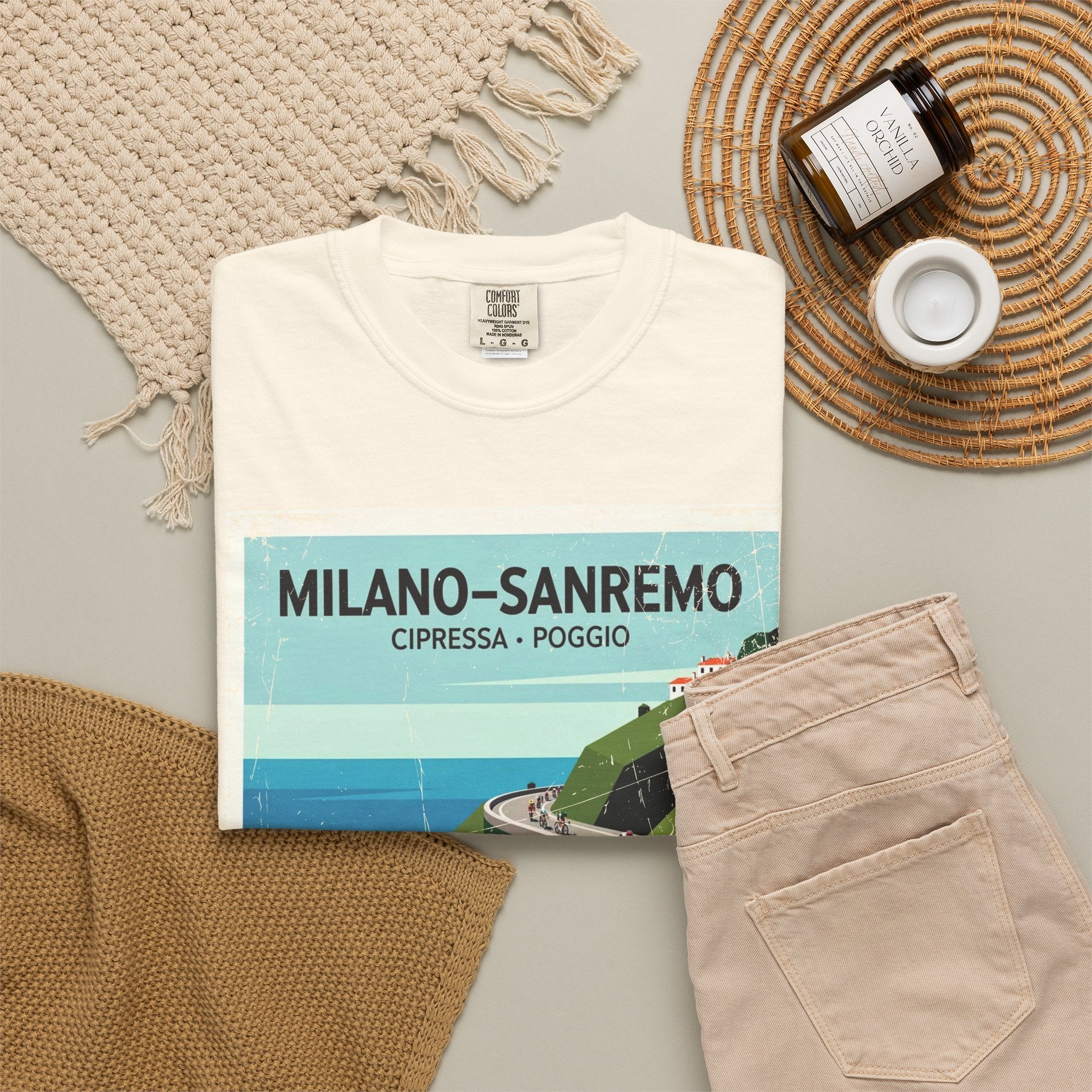 Milano Sanremo Cycling Tee T-Shirt | Cipressa Poggio Echelon Race