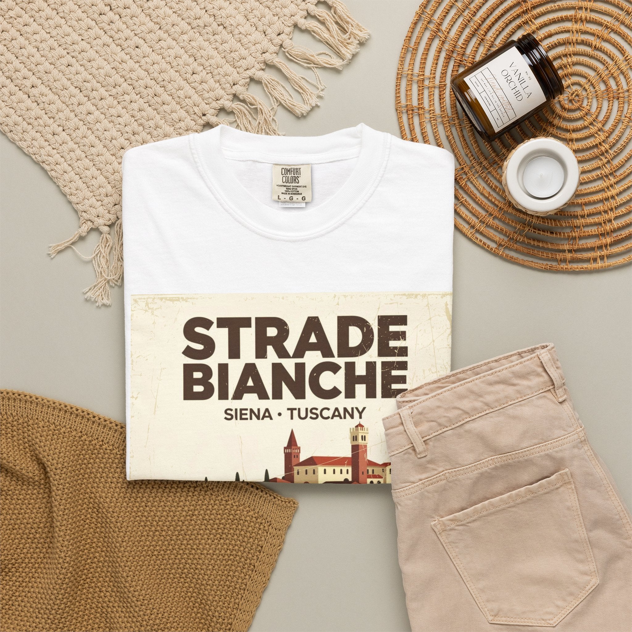 Strade Bianche Siena Tuscany Cycling T-Shirt — Bauhaus Monuments Race Graphic